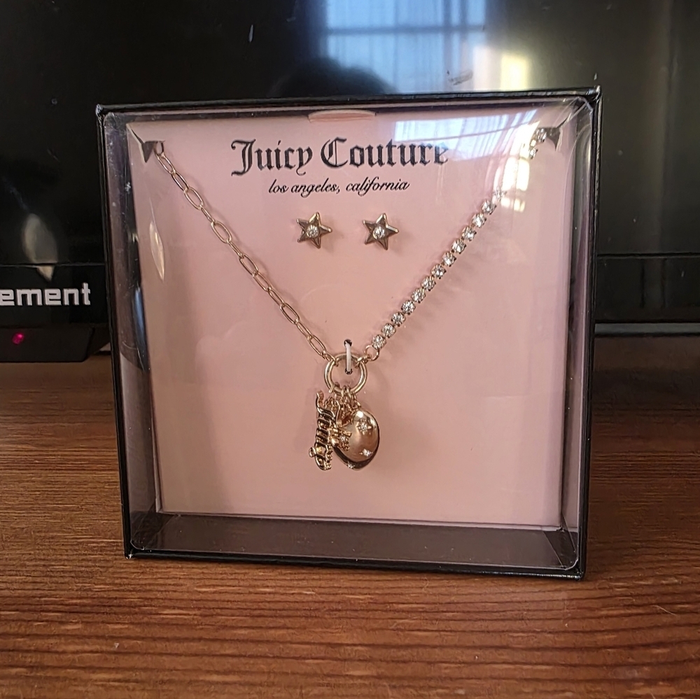 Juicy Couture Gold Necklace and Star Earrings